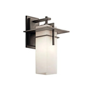 Kichler Caterham 14.75 in. Outdoor Sconce, Olde Bronze with Satin Etched Cased Opal Glass