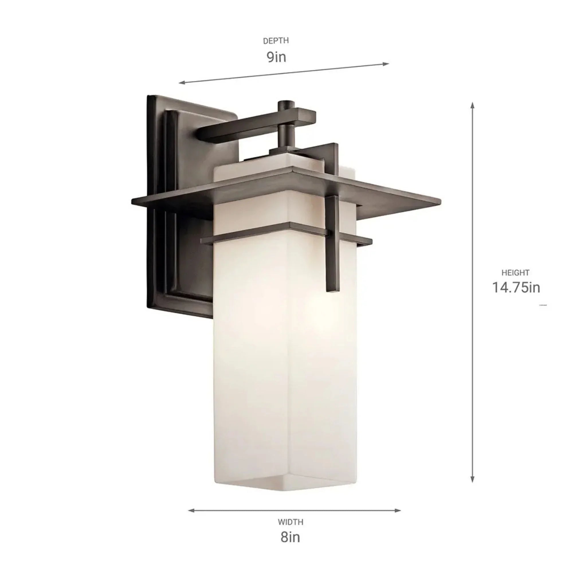 Kichler Caterham 14.75 in. Outdoor Sconce, Olde Bronze with Satin Etched Cased Opal Glass