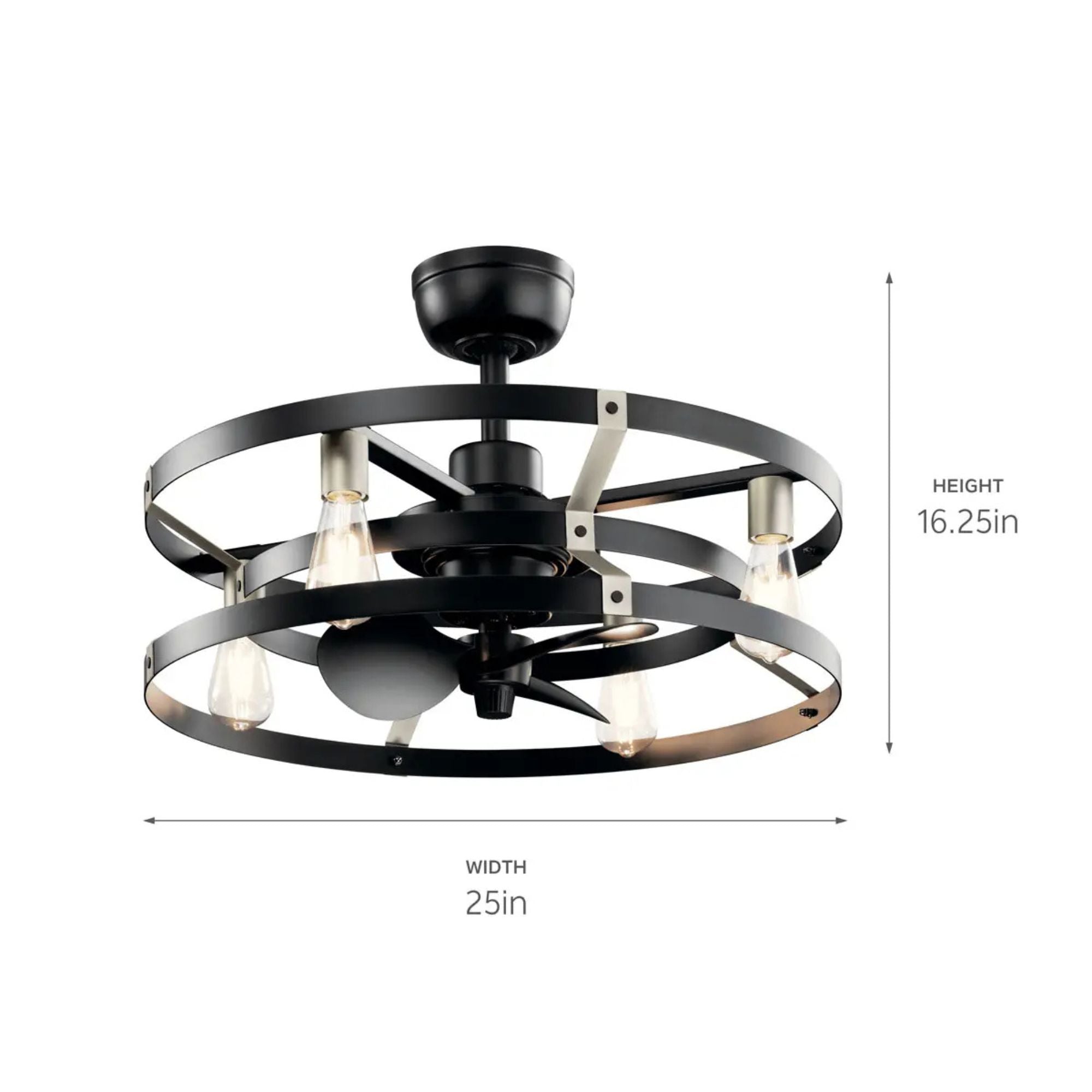 Kichler Lighting - Cavelli 25" Satin Black LED Fandelier Ceiling Fan with Wall Control | Bees Lighting