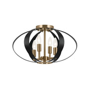 Cecil 18" 4-Light Flush Mount, Champagne Bronze & Black Finish