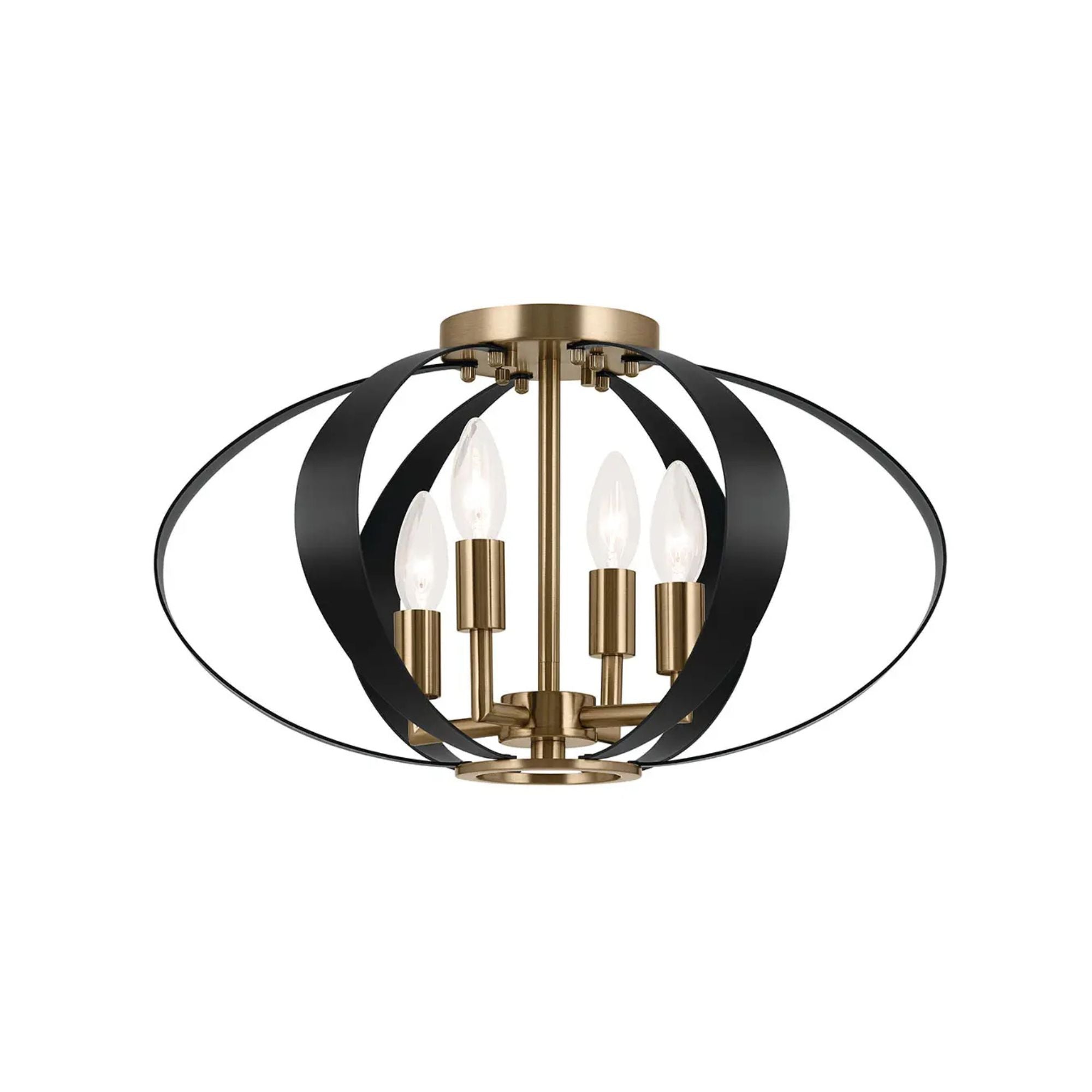 Cecil 18" 4-Light Flush Mount, Champagne Bronze & Black Finish