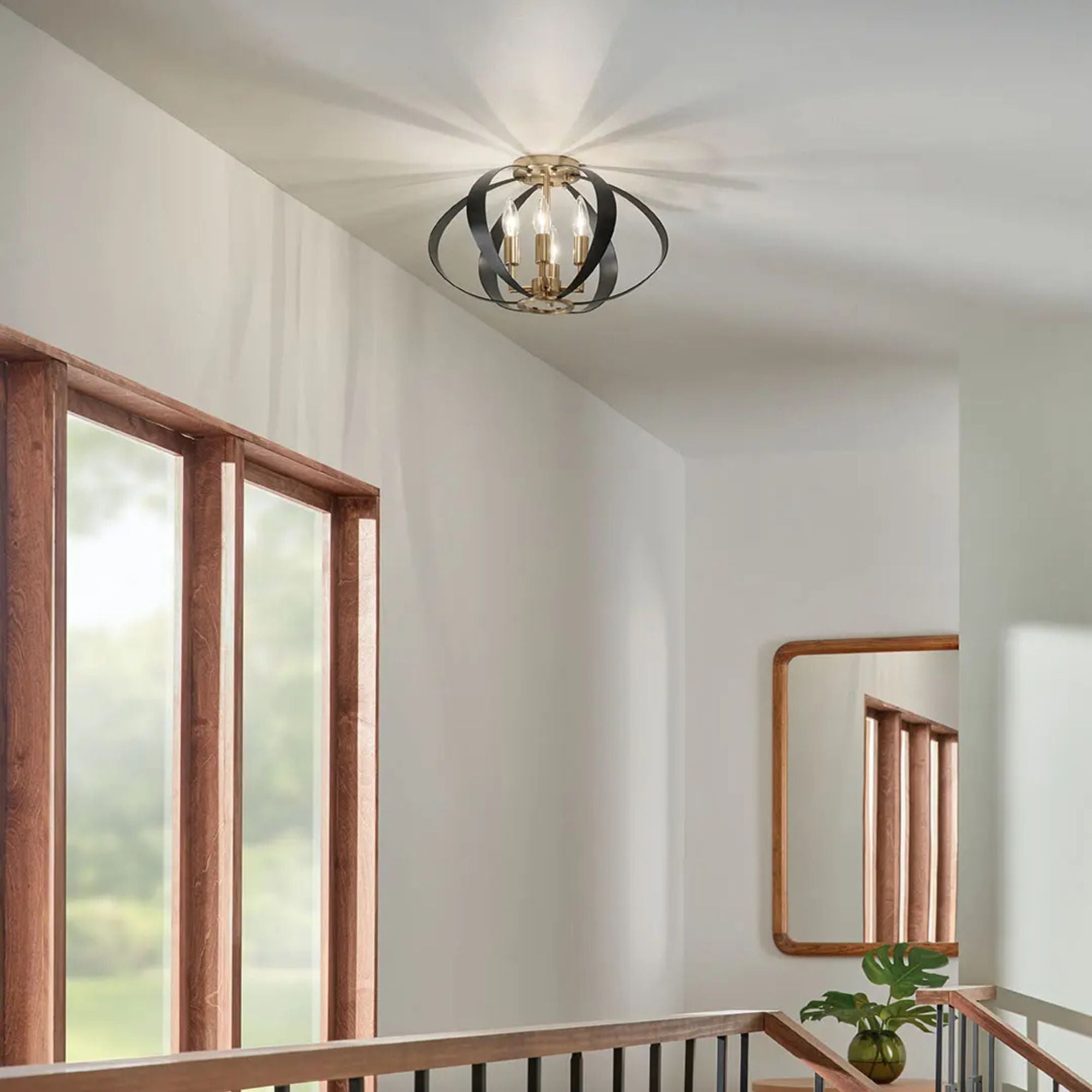 Cecil 18" 4-Light Flush Mount, Champagne Bronze & Black Finish