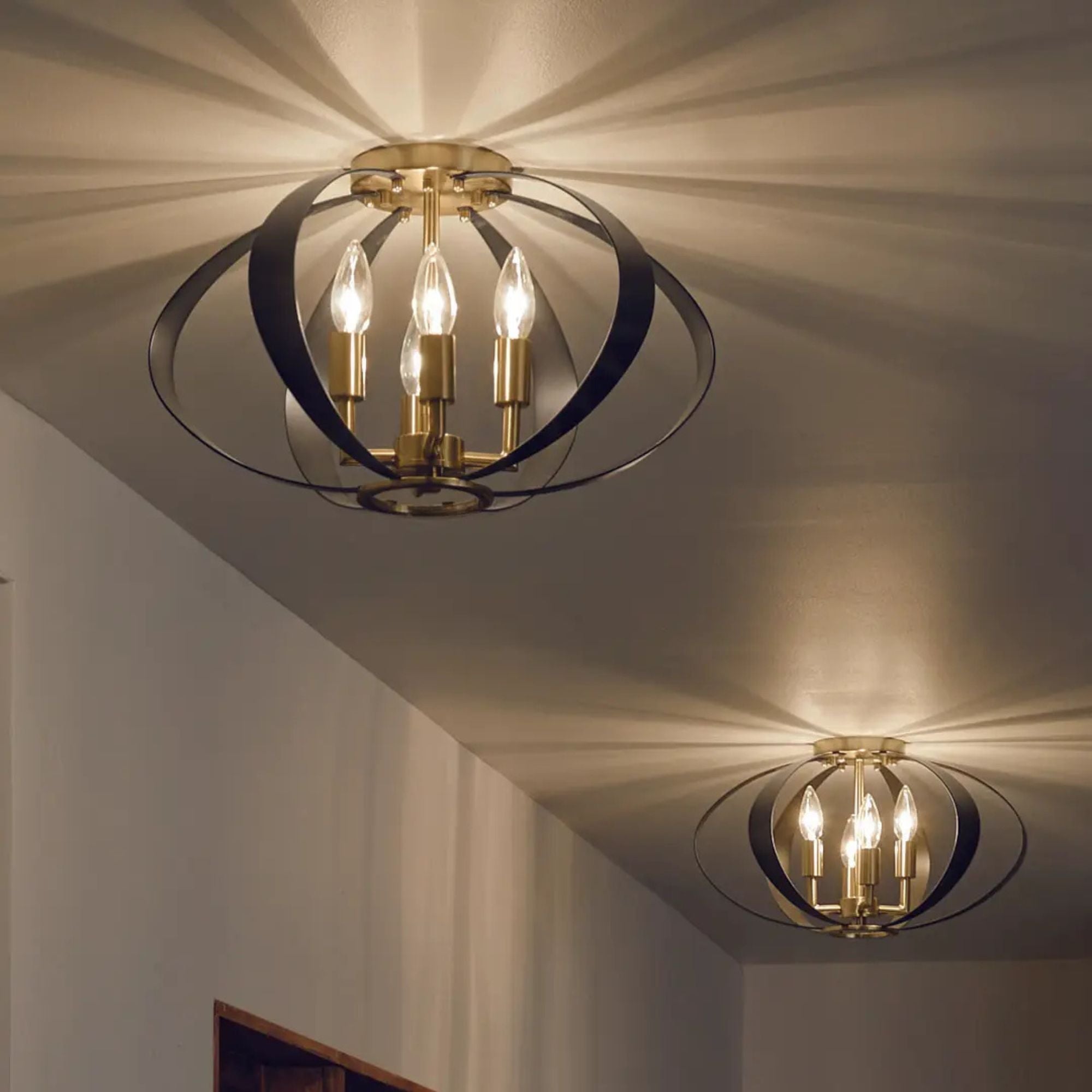 Cecil 18" 4-Light Flush Mount, Champagne Bronze & Black Finish