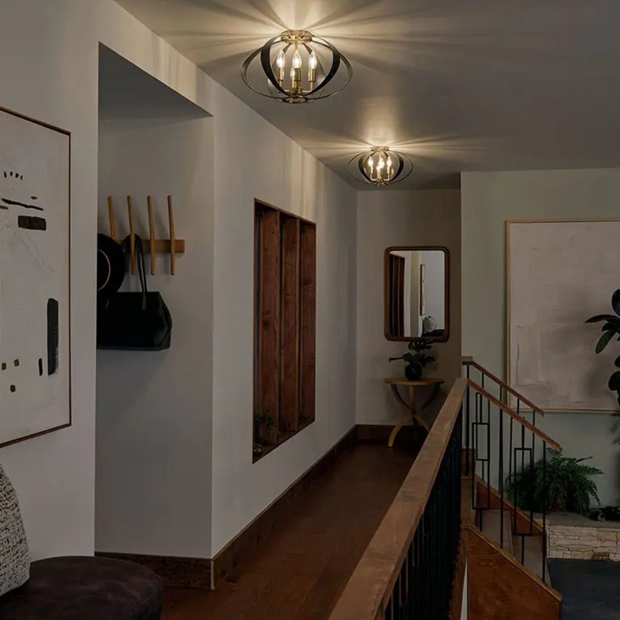Cecil 18" 4-Light Flush Mount, Champagne Bronze & Black Finish