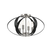 Cecil 18" 4-Light Flush Mount, Polished Nickel & Black Finish