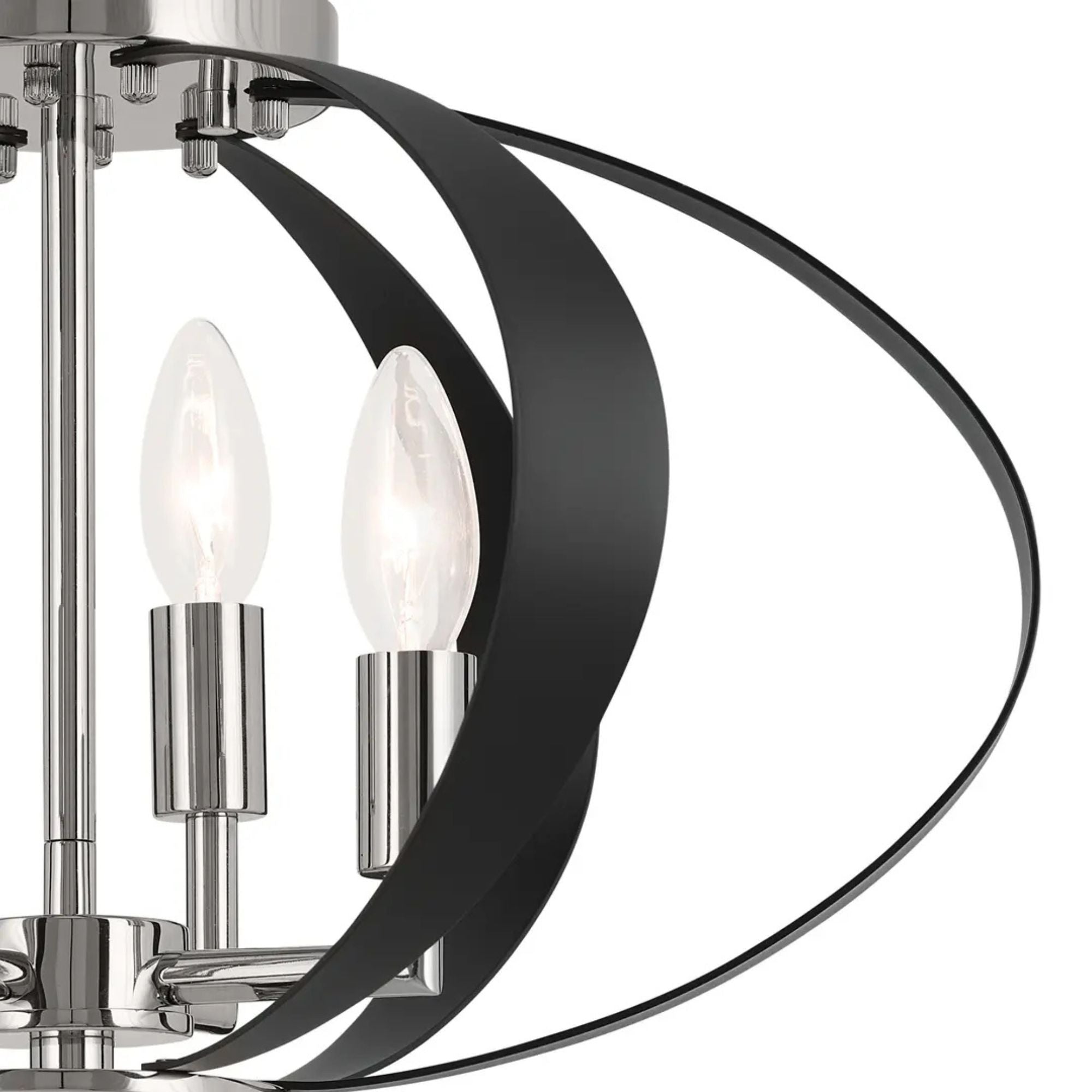 Cecil 18" 4-Light Flush Mount, Polished Nickel & Black Finish