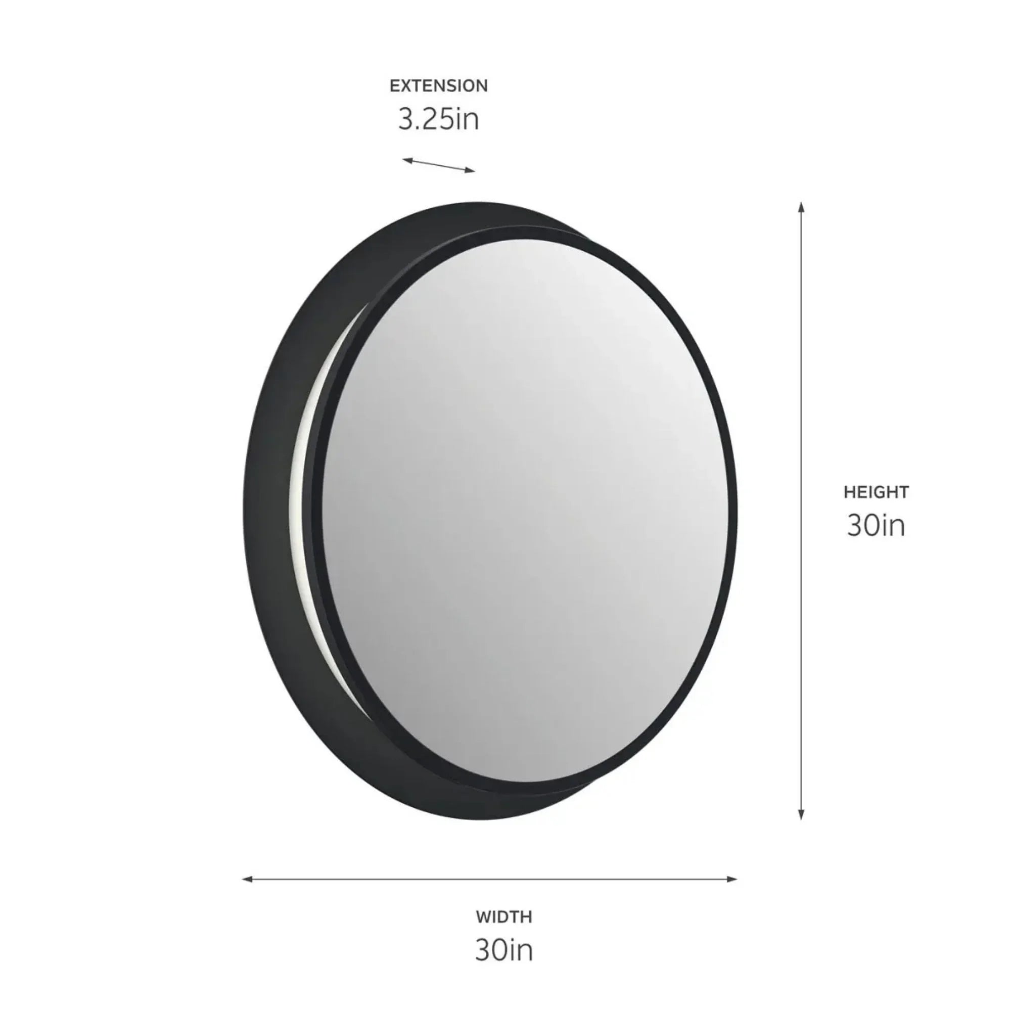 Chennai 30" LED Vanity Mirror, Matte Black Finish
