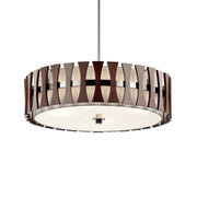 Kichler Cirus 24 in. 4-Light Pendant, Auburn Stained Finish with Fabric Drum Shade