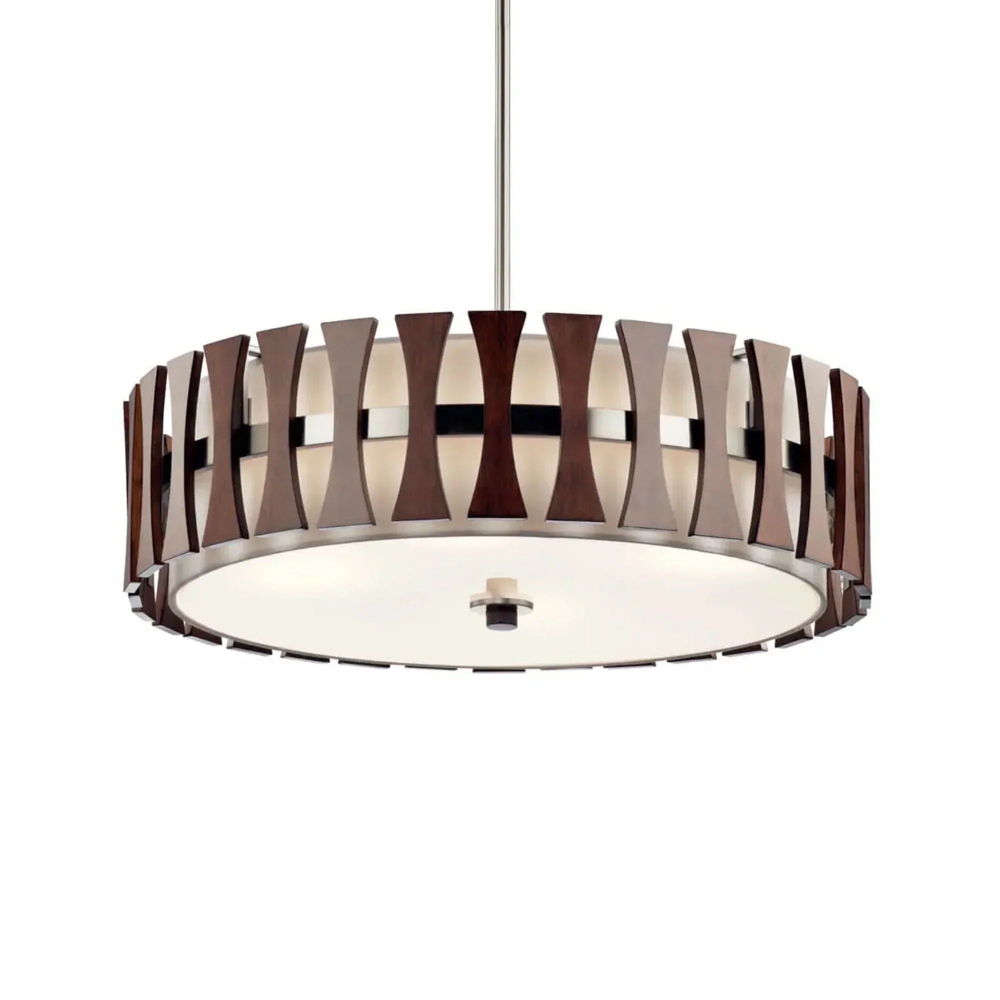 Kichler Cirus 24 in. 4-Light Pendant, Auburn Stained Finish with Fabric Drum Shade