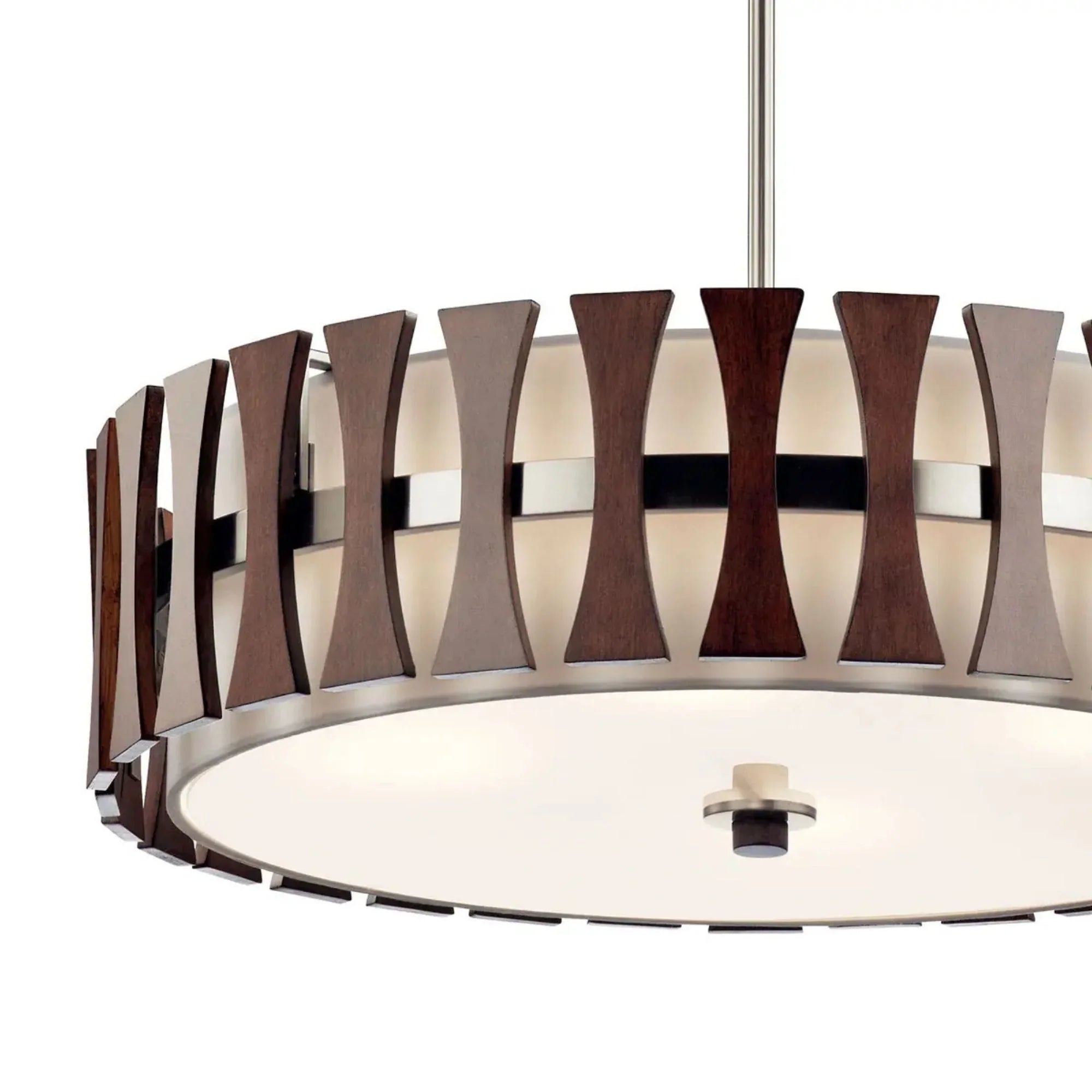 Kichler Cirus 24 in. 4-Light Pendant, Auburn Stained Finish with Fabric Drum Shade