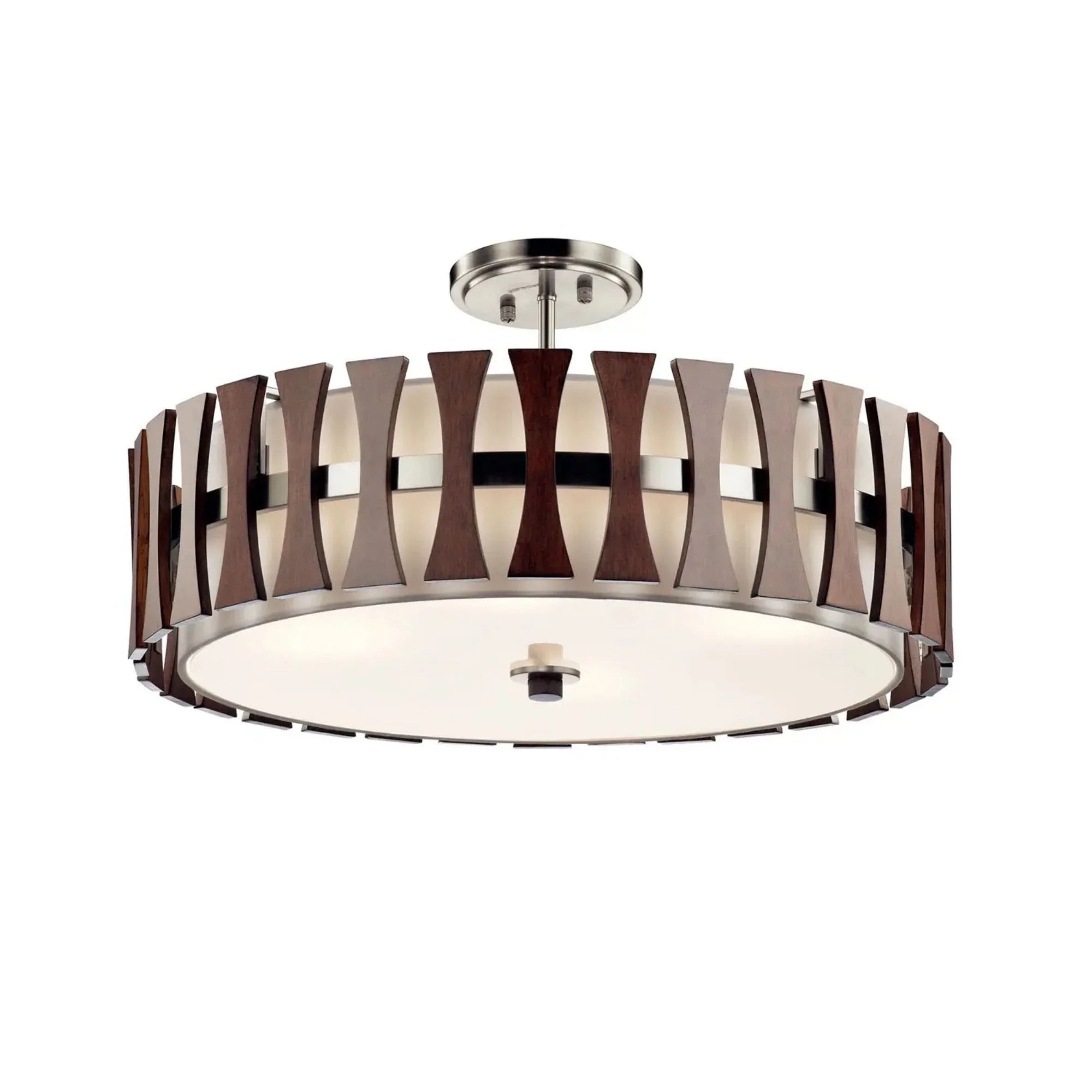 Kichler Cirus 24 in. 4-Light Pendant, Auburn Stained Finish with Fabric Drum Shade