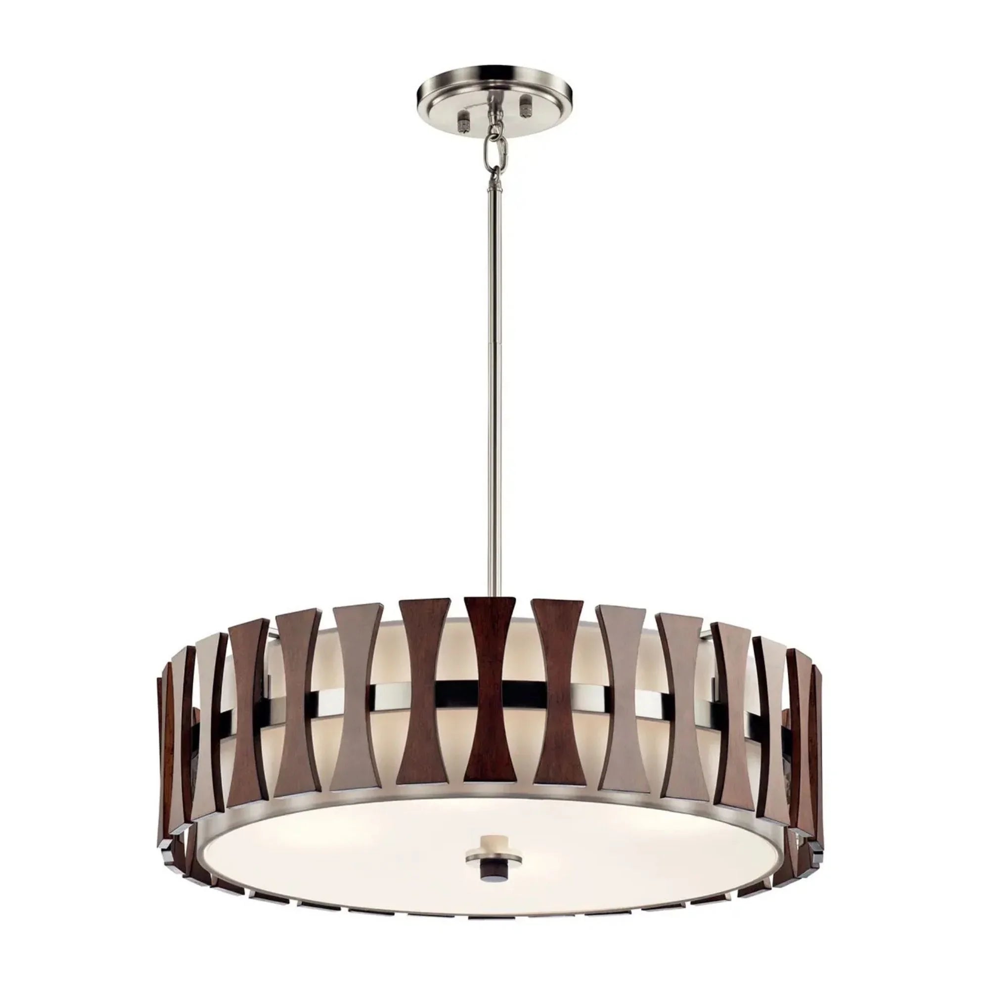 Kichler Cirus 24 in. 4-Light Pendant, Auburn Stained Finish with Fabric Drum Shade