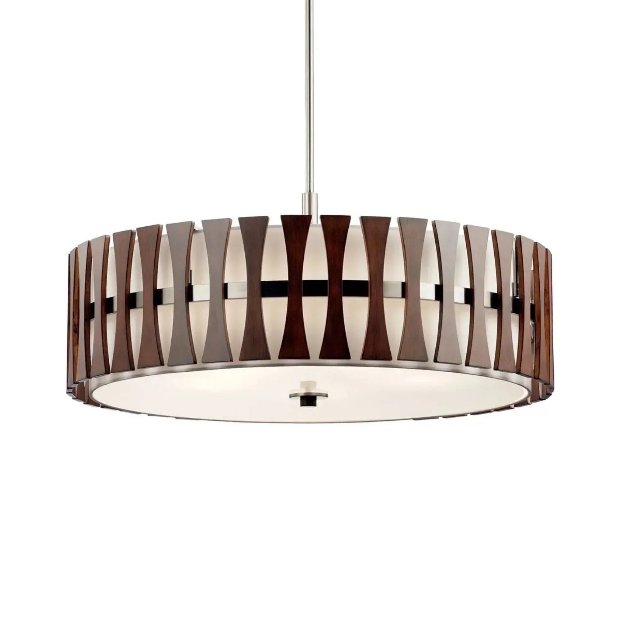 Kichler Cirus 30 in. 5-Light Pendant, Auburn Stained Finish with Fabric Drum Shade