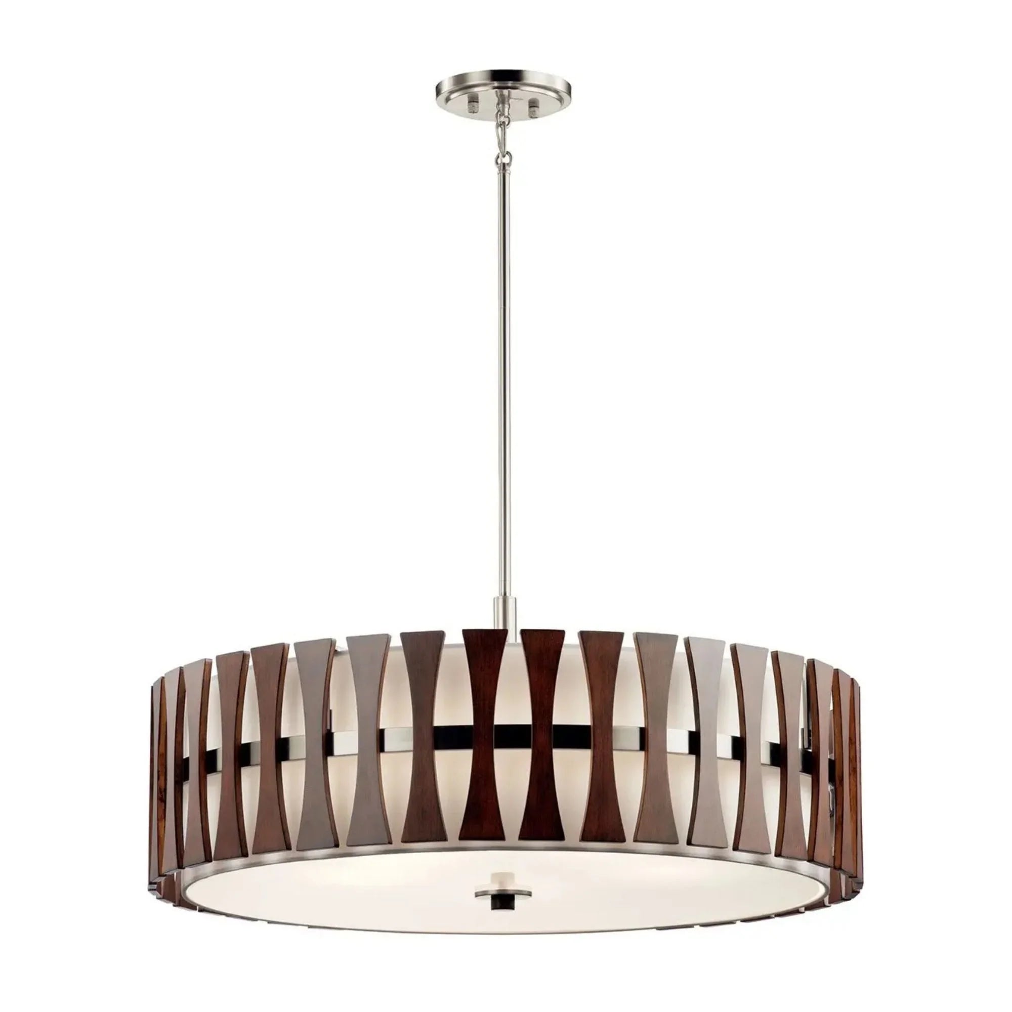 Kichler Cirus 30 in. 5-Light Pendant, Auburn Stained Finish with Fabric Drum Shade