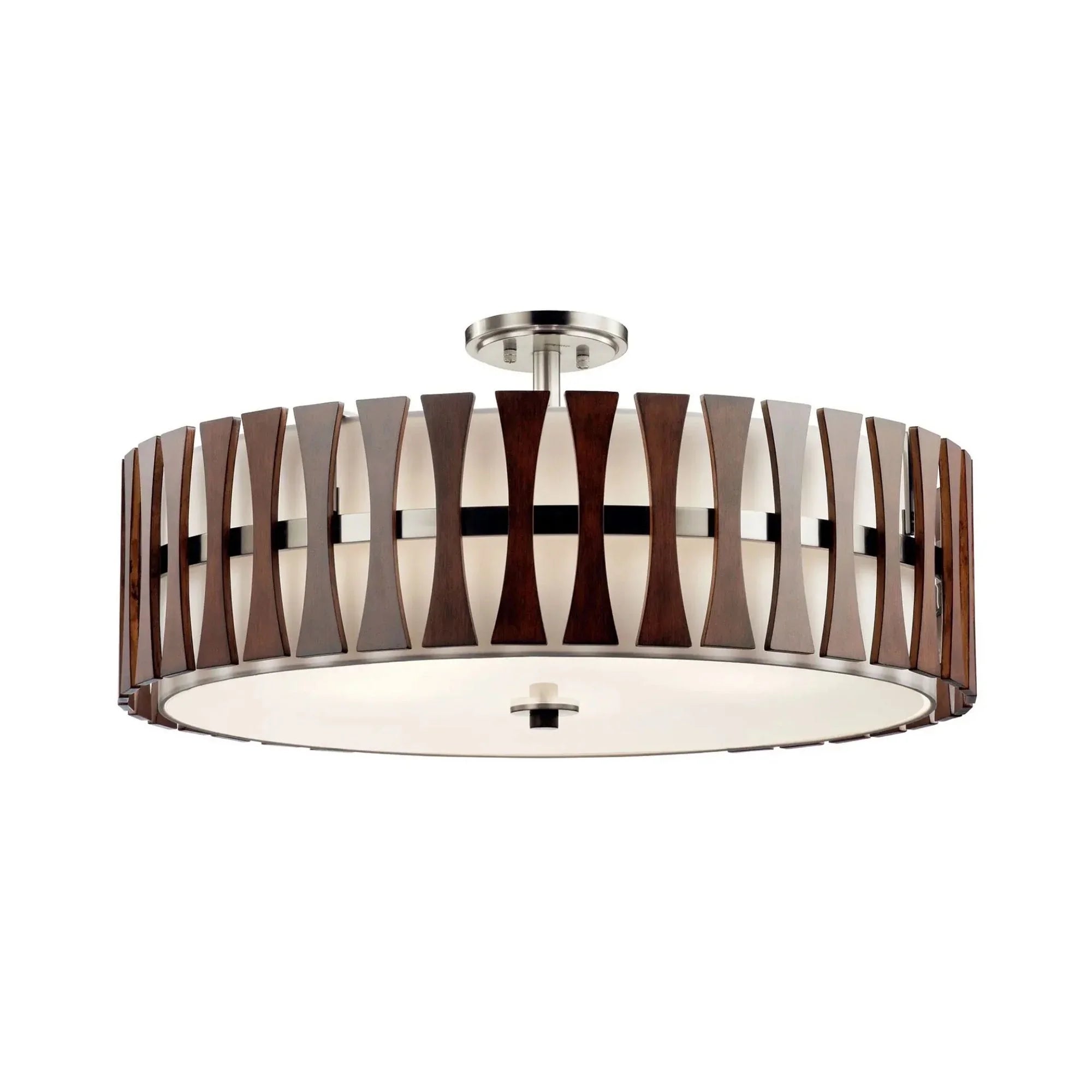 Kichler Cirus 30 in. 5-Light Pendant, Auburn Stained Finish with Fabric Drum Shade