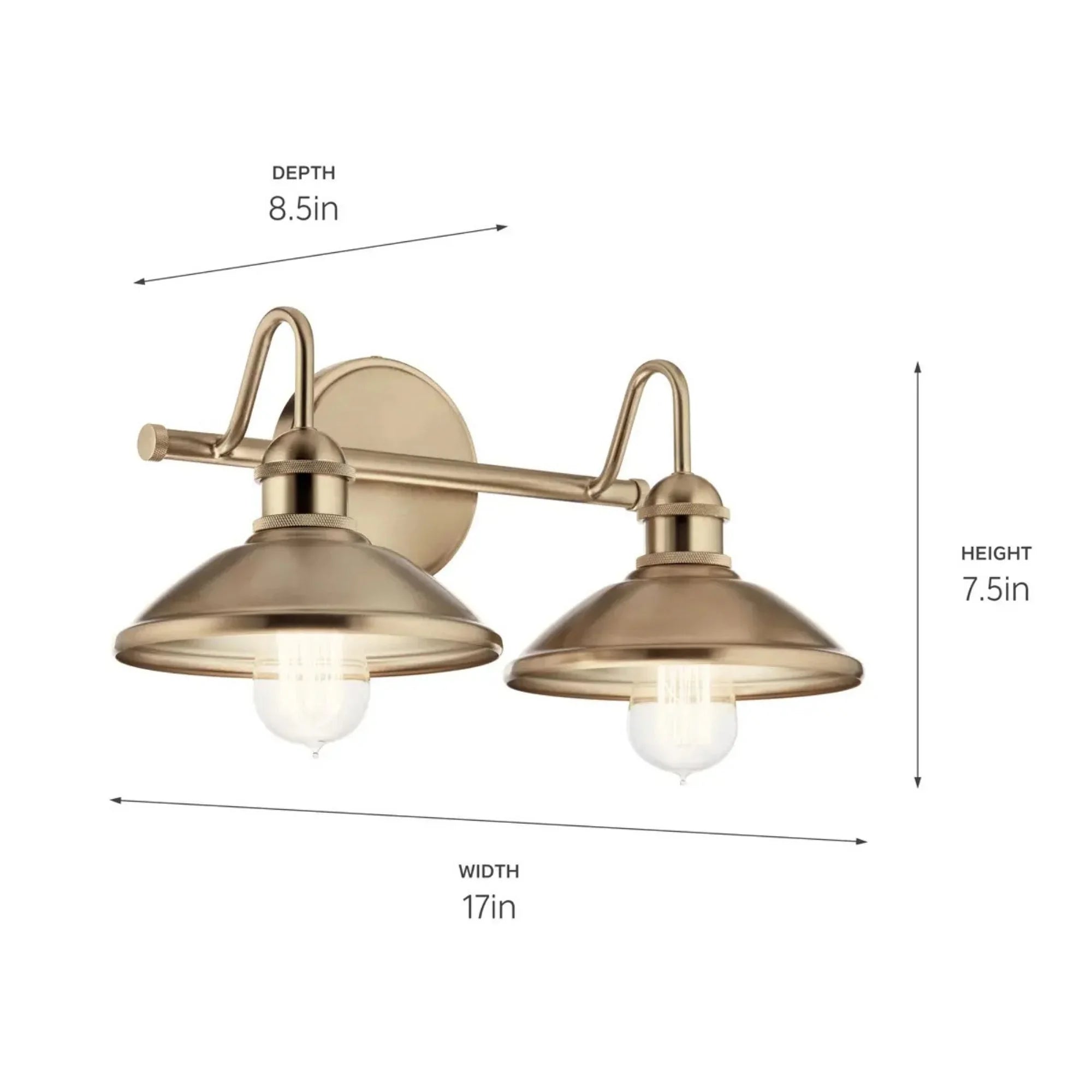 Kichler Clyde 17 in. 2-Light Vanity Light, Champagne Bronze