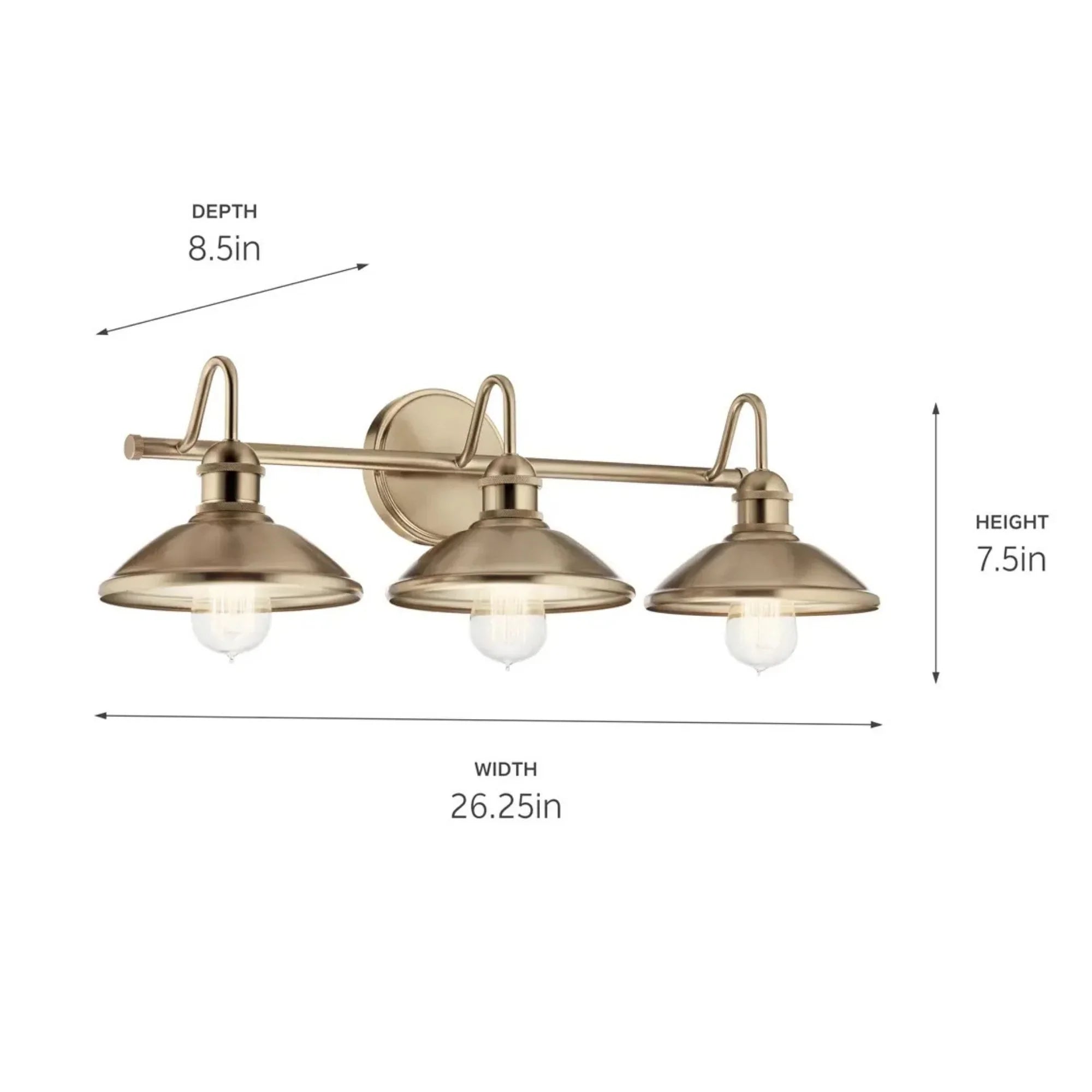 Kichler Clyde 26.5 in. 3-Light Vanity Light, Champagne Bronze