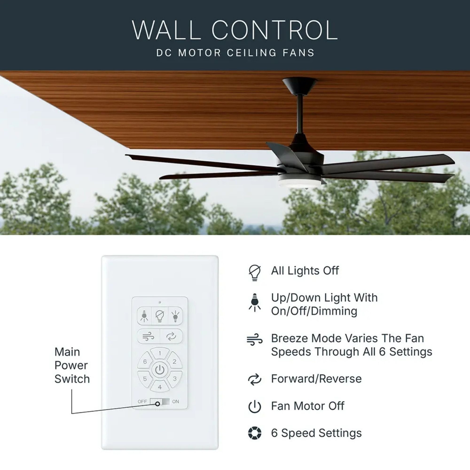 Kichler Ceiling Fan DC Wall 65K Full Function Wall Control