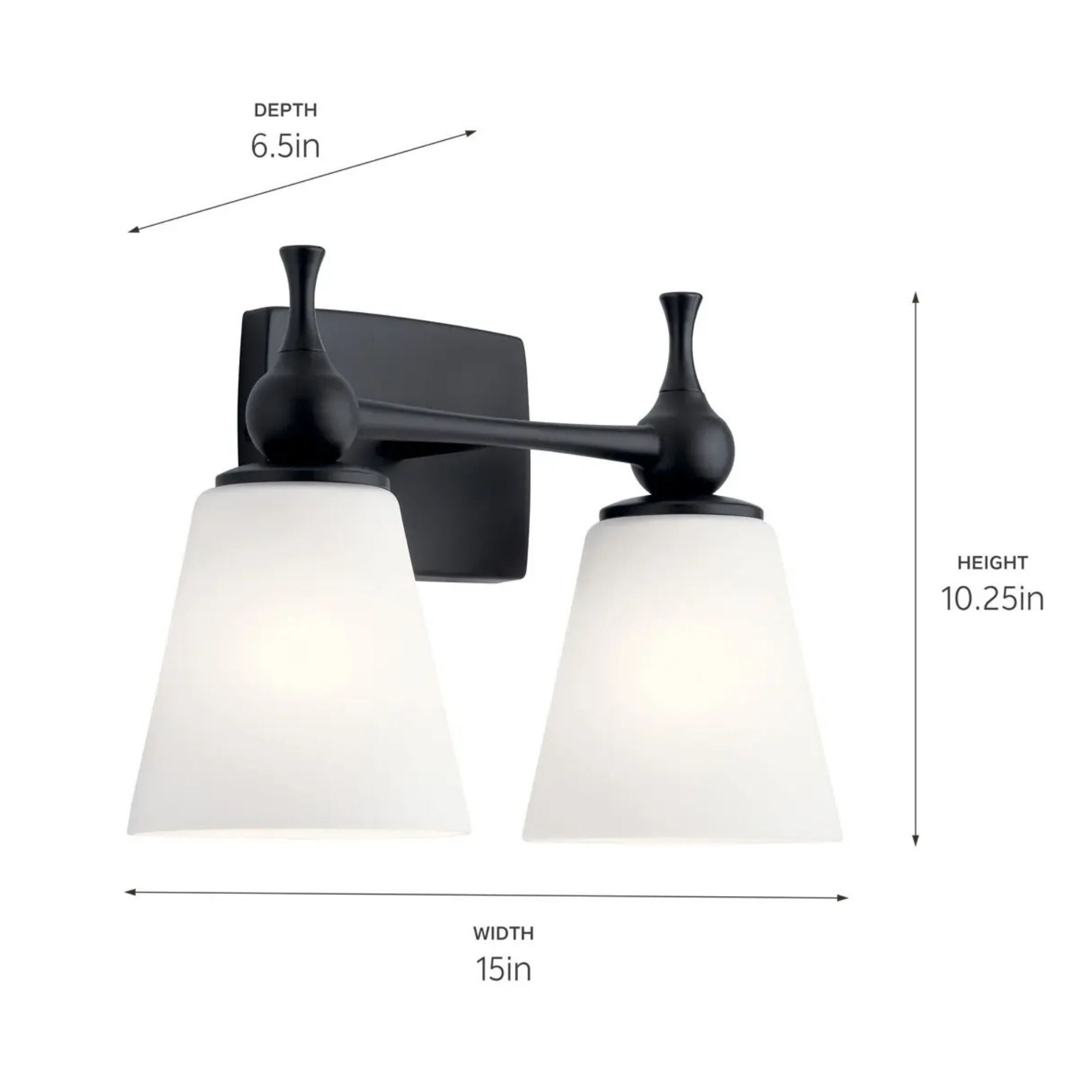 Cosabella 15" 2-Light Bath Vanity Light, Black Finish