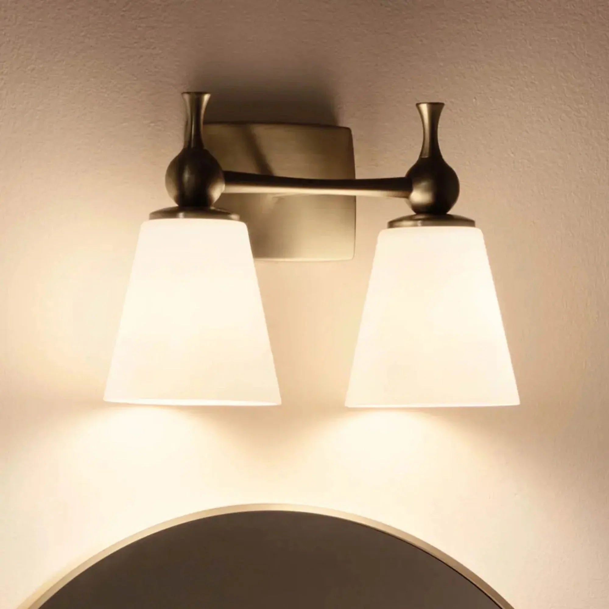 Kichler Cosabella 15 in. 2-Light Vanity Light, Champagne Bronze with Satin Etched Case Opal Glass