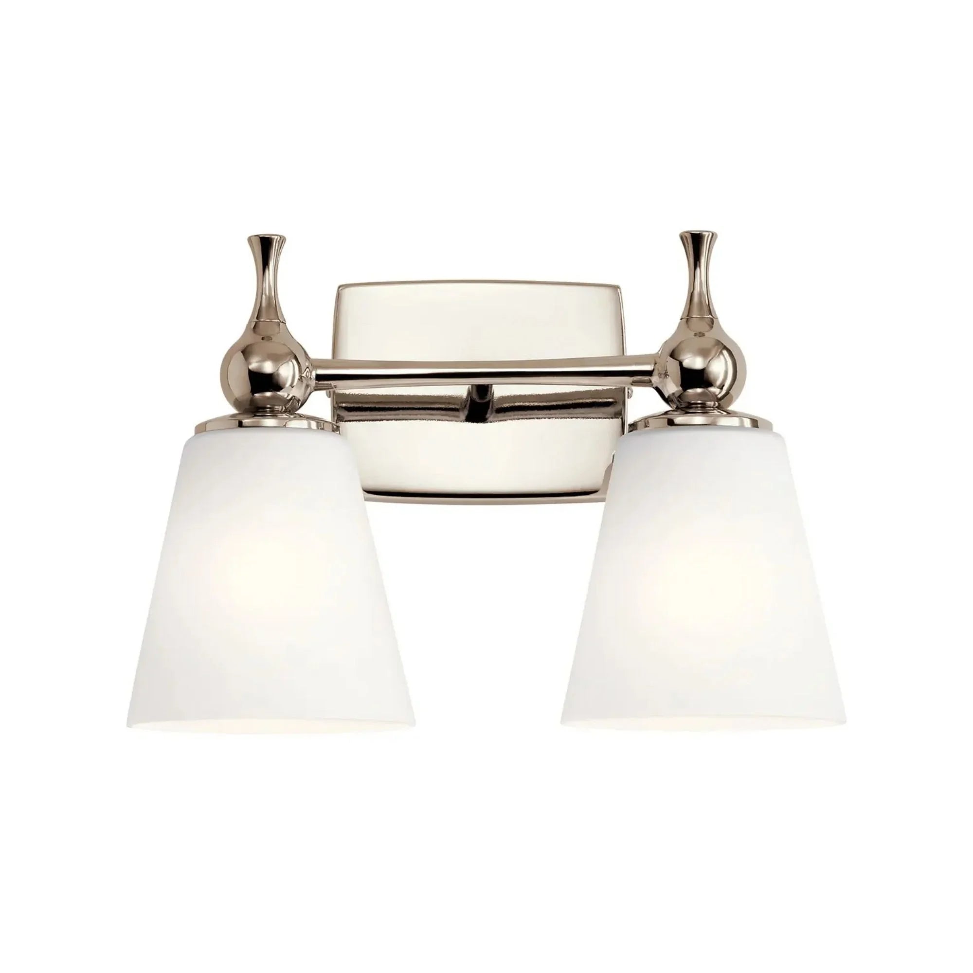 Kichler Cosabella 15 in. 2-Light Vanity Light, Polished Nickel with Satin Etched Case Opal Glass