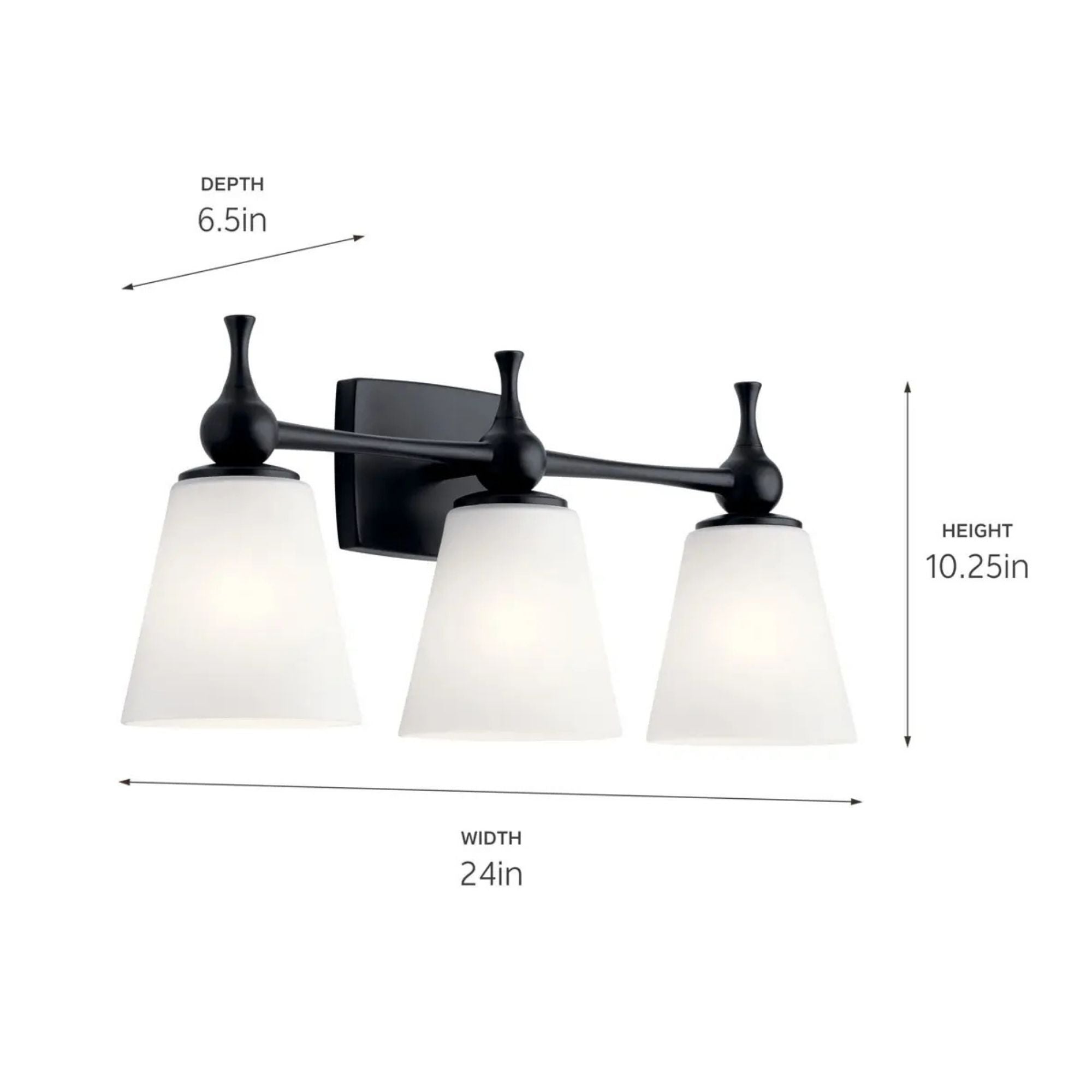 Cosabella 24" 3-Light Bath Vanity Light, Black Finish