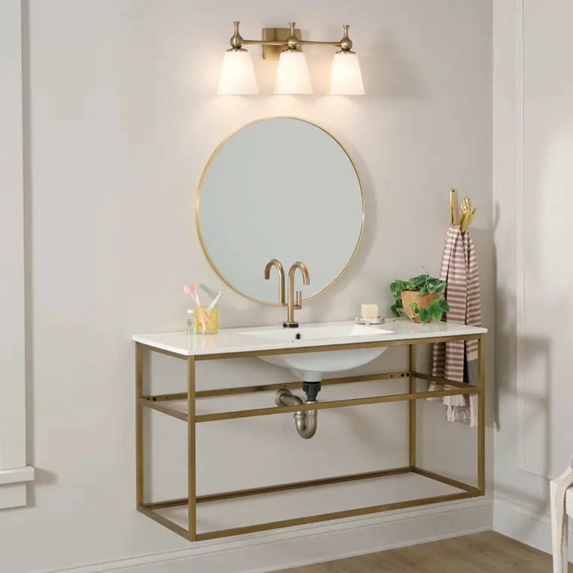 Kichler Cosabella 24 in. 3-Light Vanity Light, Champagne Bronze with Satin Etched Case Opal Glass