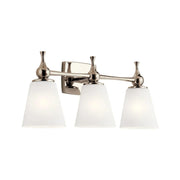 Kichler Cosabella 24 in. 3-Light Vanity Light, Polished Nickel with Satin Etched Case Opal Glass
