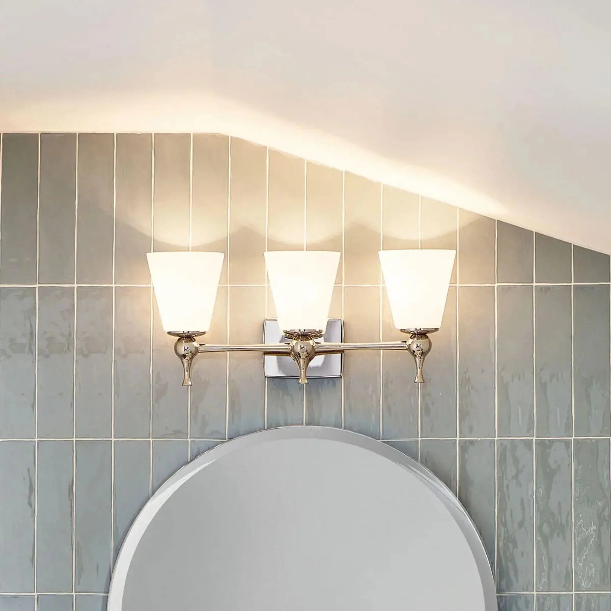 Kichler Cosabella 24 in. 3-Light Vanity Light, Polished Nickel with Satin Etched Case Opal Glass