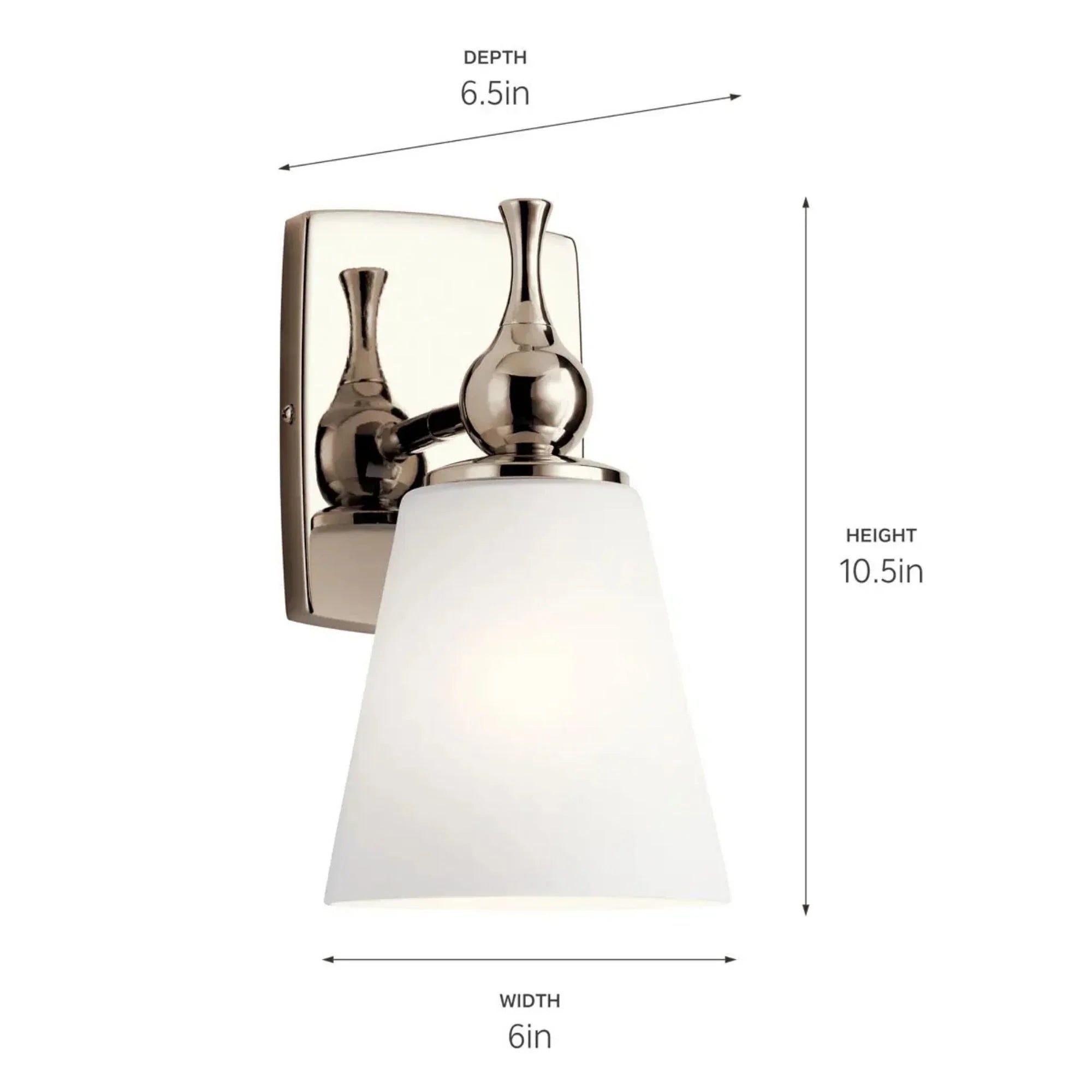 Kichler Cosabella 10.5 in. Wall Sconce, Polished Nickel with Satin Etched Case Opal Glass