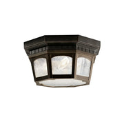 Kichler Courtyard 12.25 in. 3-Light Outdoor Ceiling Light, Rubbed Bronze with Clear Seeded Glass