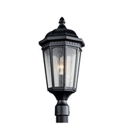 Kichler Courtyard 23.75 in. Outdoor Post Light, Textured Black with Clear Seeded Glass