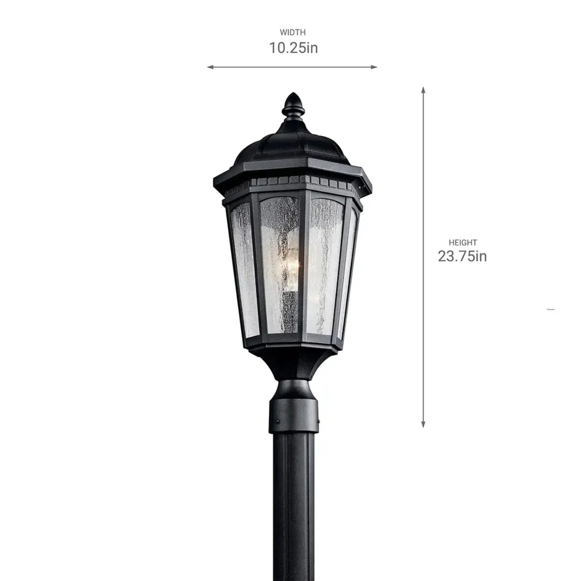 Kichler Courtyard 23.75 in. Outdoor Post Light, Textured Black with Clear Seeded Glass