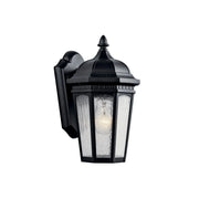 Kichler Courtyard 11 in. Outdoor Sconce, Textured Black with Clear Seeded Glass