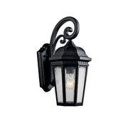 Kichler Courtyard 18 in. Outdoor Sconce, Textured Black with Clear Seeded Glass
