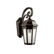 Kichler Courtyard 18 in. Outdoor Sconce, Rubbed Bronze with Clear Seeded Glass