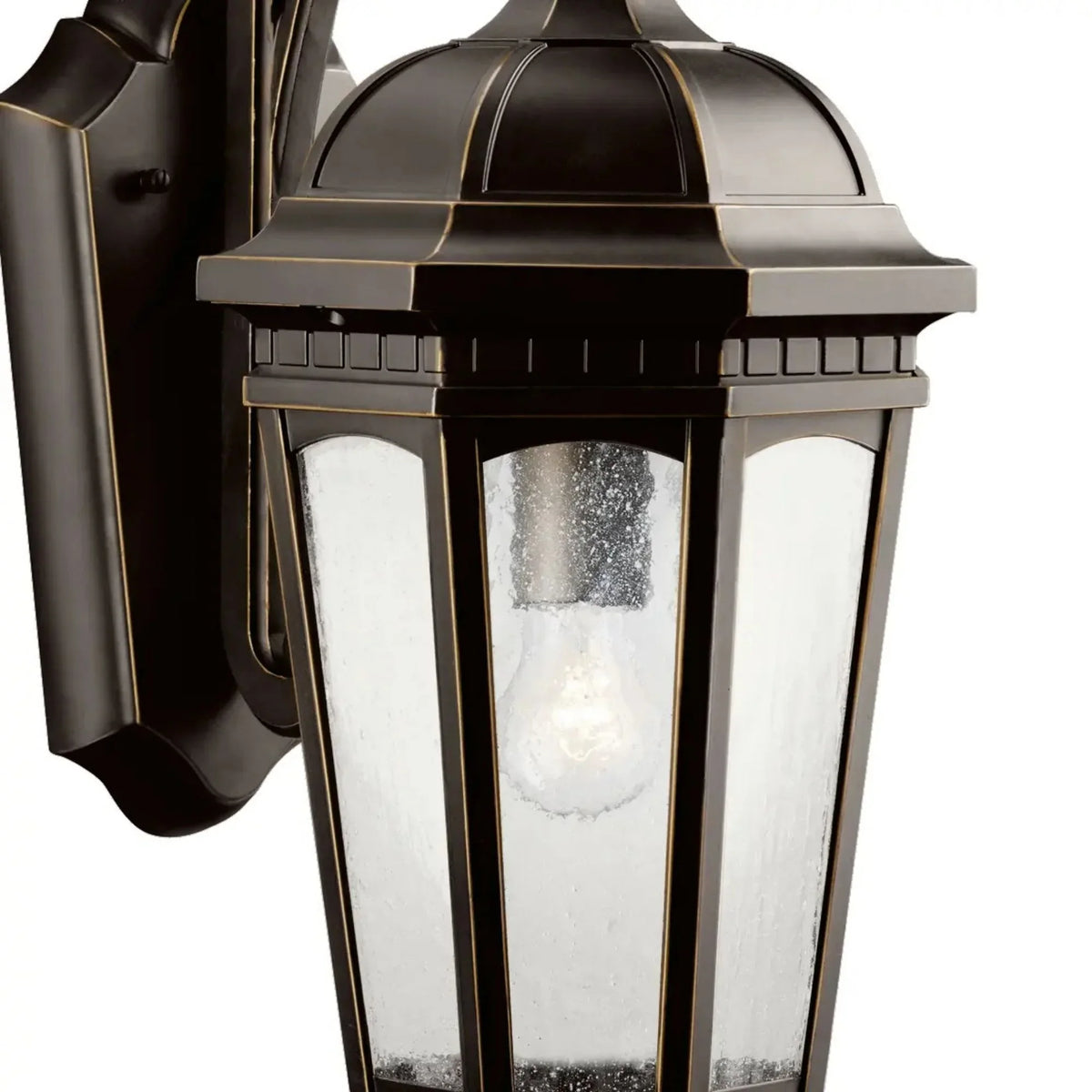 Kichler Courtyard 18 in. Outdoor Sconce, Rubbed Bronze with Clear Seeded Glass