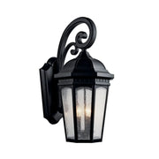 Kichler Courtyard 26.5 in. 3-Light Outdoor Sconce, Textured Black with Clear Seeded Glass