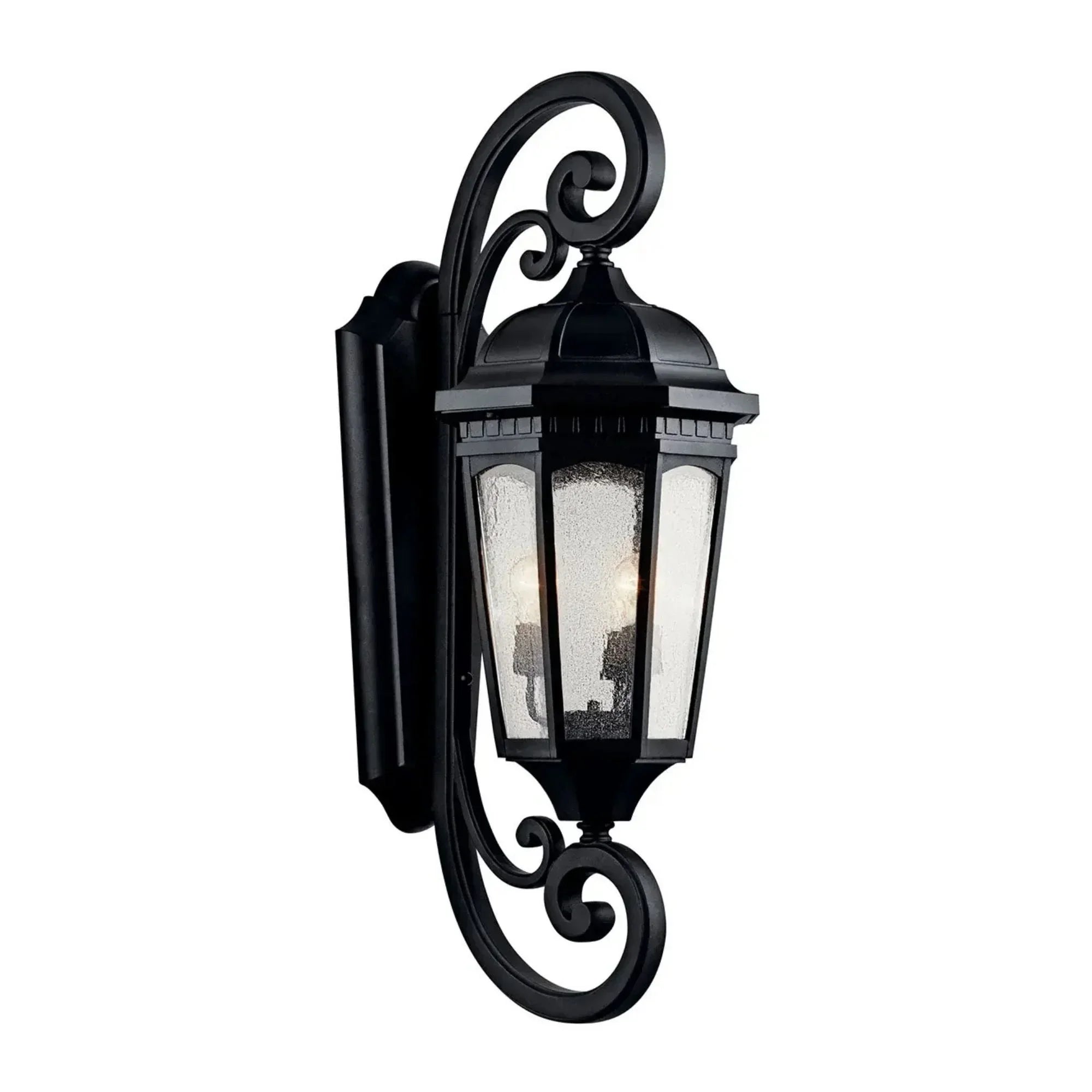 Courtyard 41" 3-Light Outdoor Wall Light, Textured Black Finish