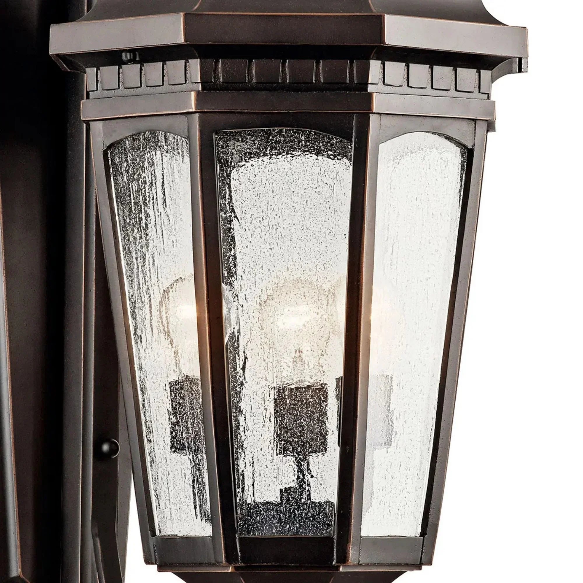 Kichler Courtyard 40.5 in. 3-Light Outdoor Sconce, Rubbed Bronze with Clear Seeded Glass