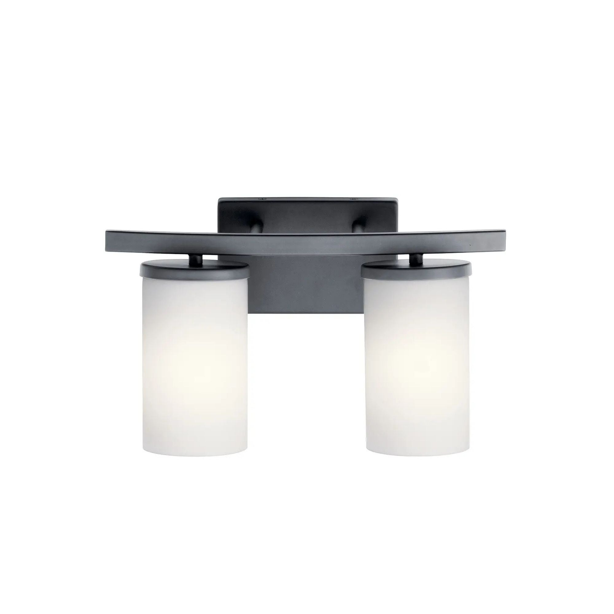 Crosby 15" 2-Light Bath Vanity Light, Black Finish, Etched Glass