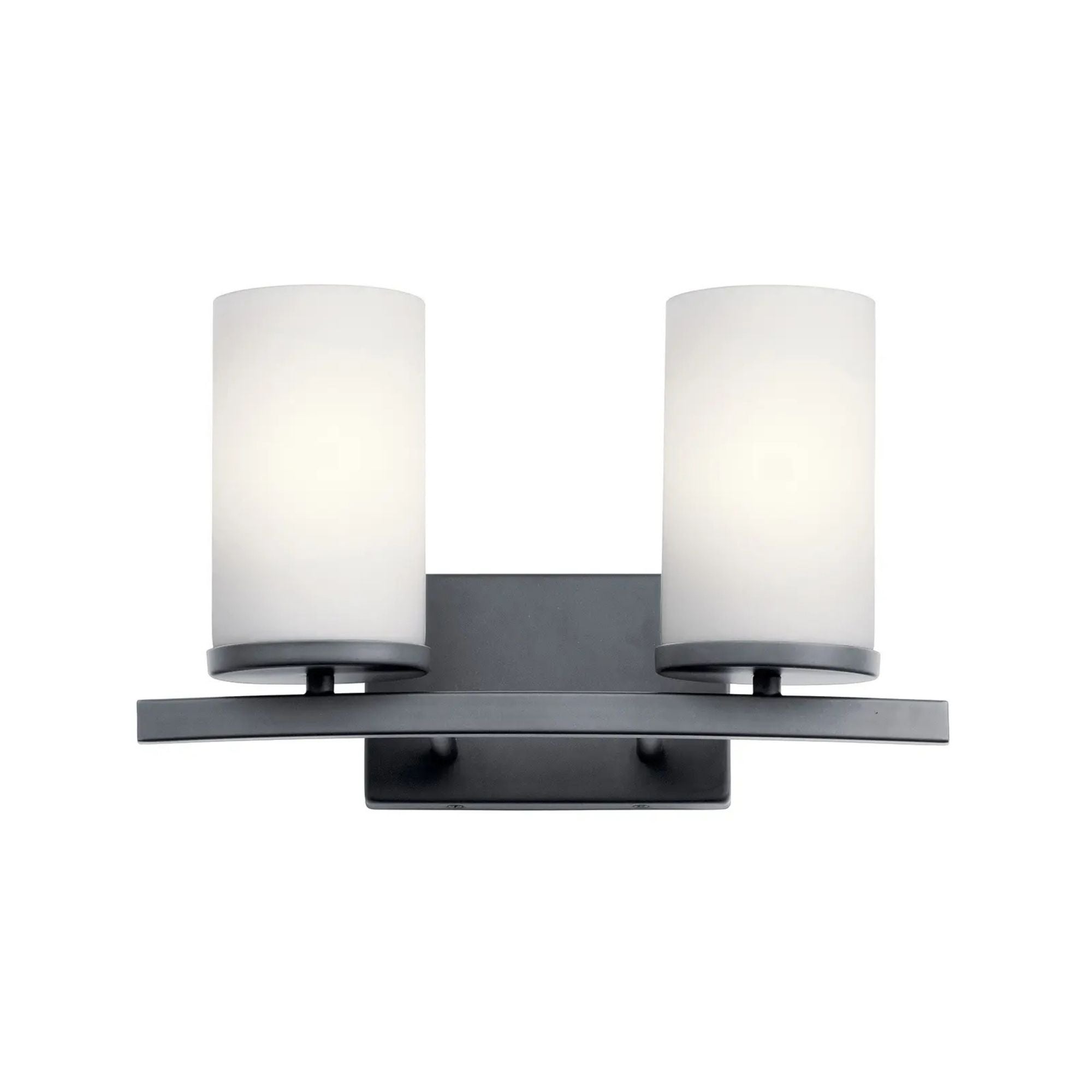 Crosby 15" 2-Light Bath Vanity Light, Black Finish, Etched Glass