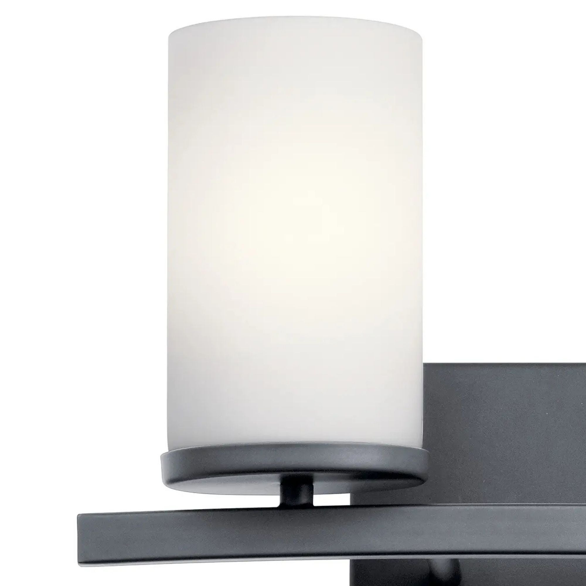 Crosby 15" 2-Light Bath Vanity Light, Black Finish, Etched Glass