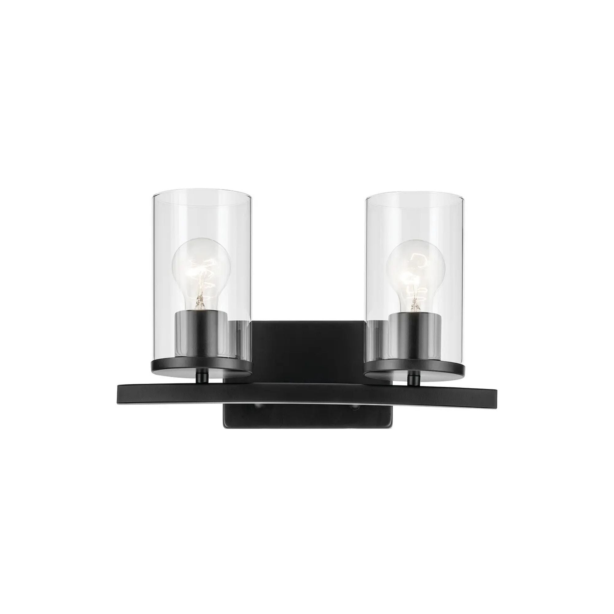 Crosby 15" 2-Light Bath Vanity Light, Black Finish, Clear Glass