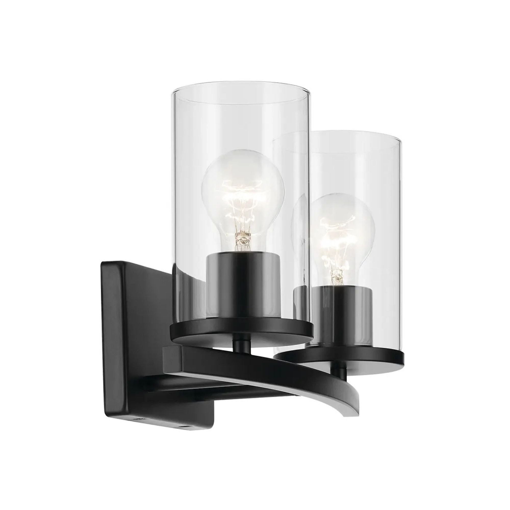 Crosby 15" 2-Light Bath Vanity Light, Black Finish, Clear Glass