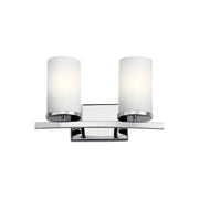Crosby 15" 2-Light Bath Vanity Light, Chrome Finish, Etched Glass
