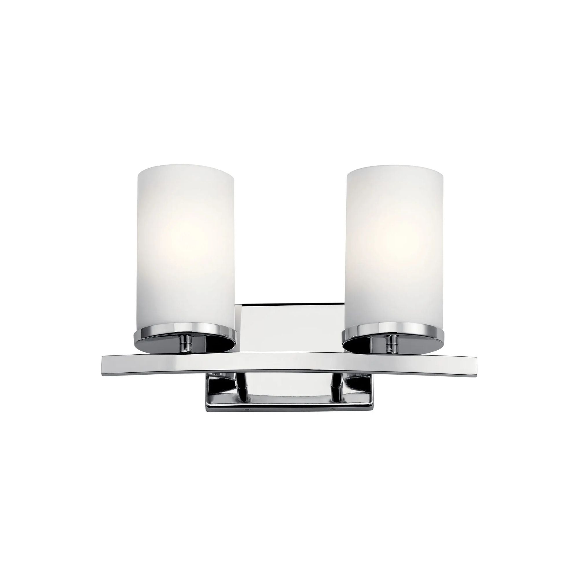 Crosby 15" 2-Light Bath Vanity Light, Chrome Finish, Etched Glass
