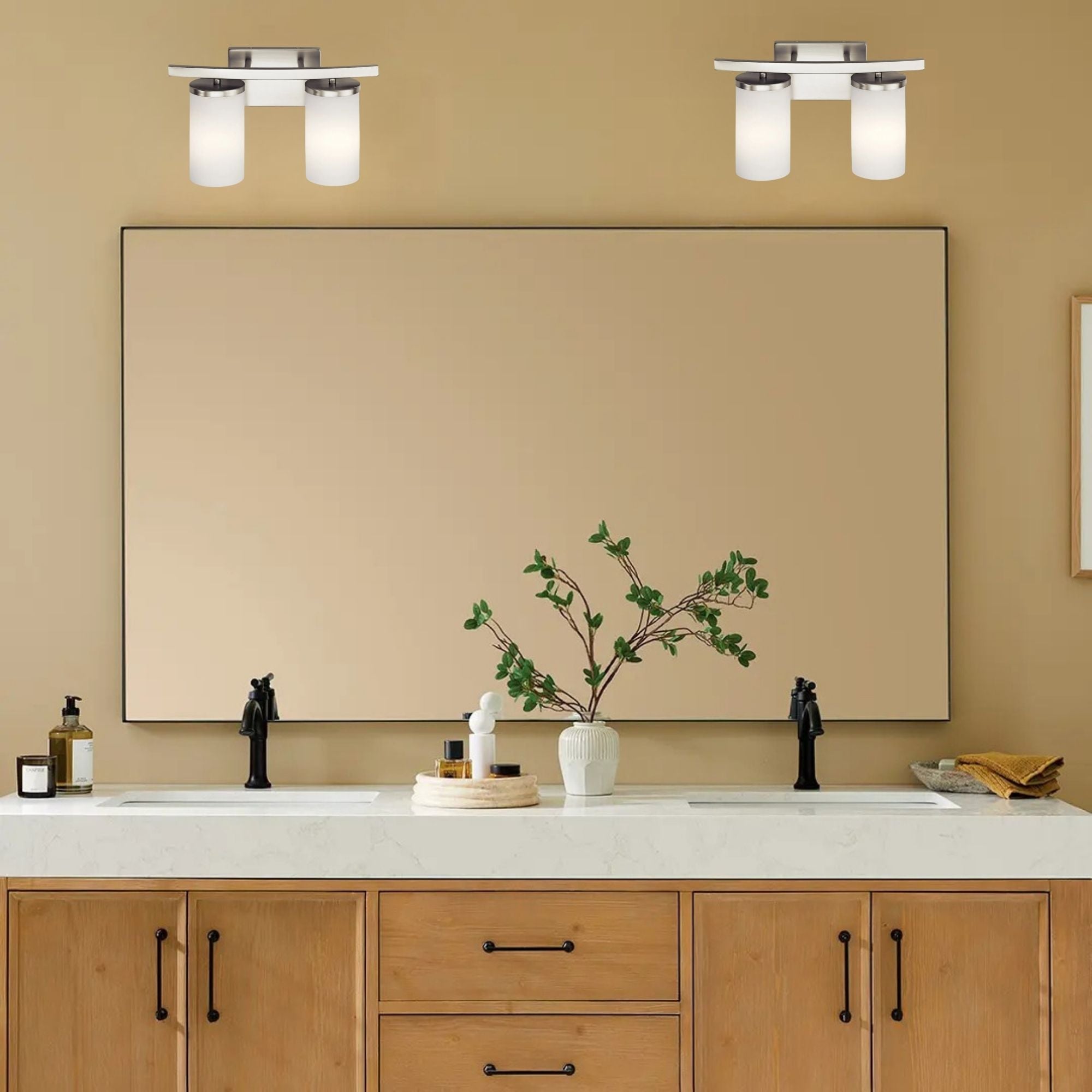 Crosby 15" 2-Light Bath Vanity Light, Chrome Finish, Etched Glass