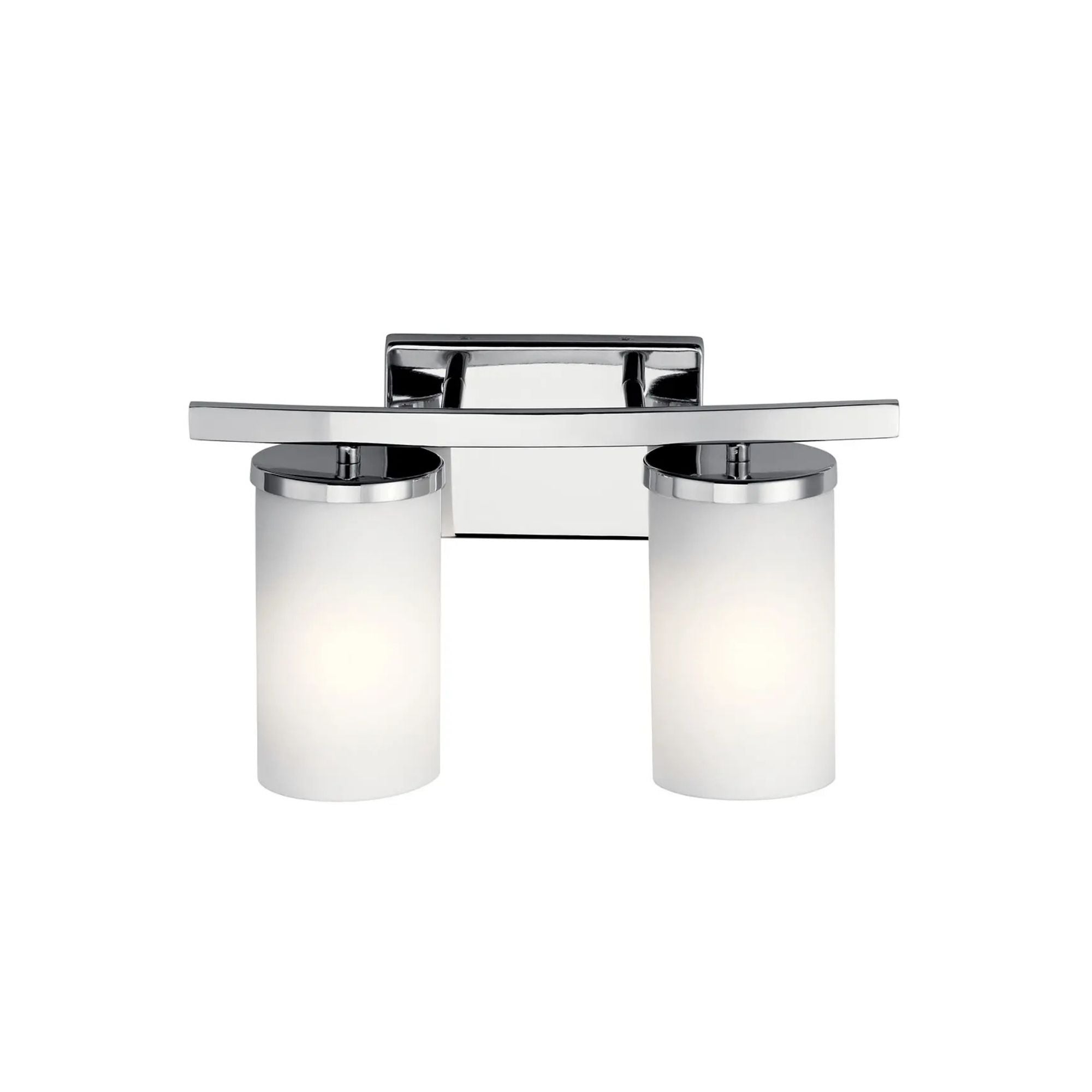 Crosby 15" 2-Light Bath Vanity Light, Chrome Finish, Etched Glass