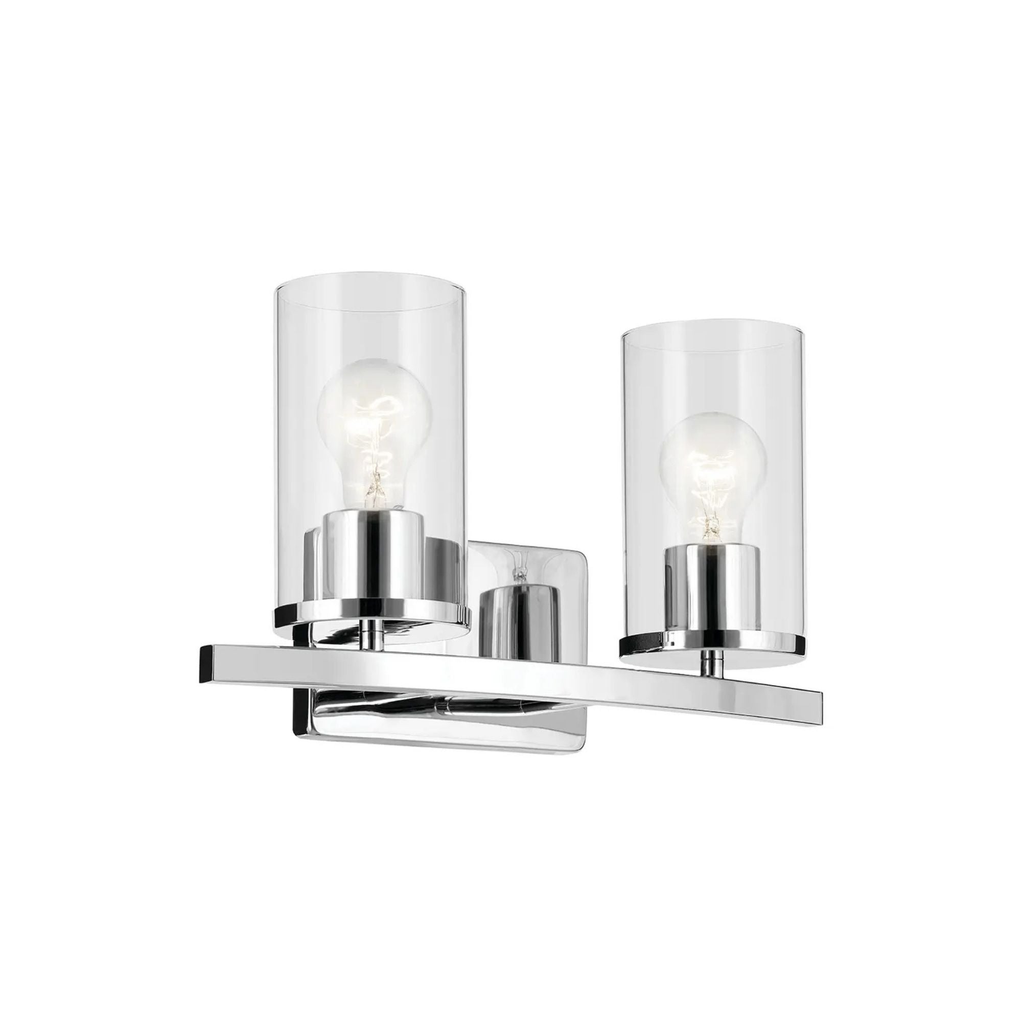 Crosby 15" 2-Light Bath Vanity Light, Chrome Finish, Etched Glass